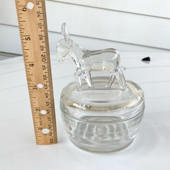 Vintage Jeannette Glass Donkey Powder Dish or Jar - Picture 7 of 12